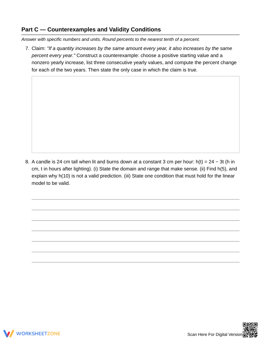 Printable Justify Linear Rate Worksheet | Grade 9 Algebra I - Page 5