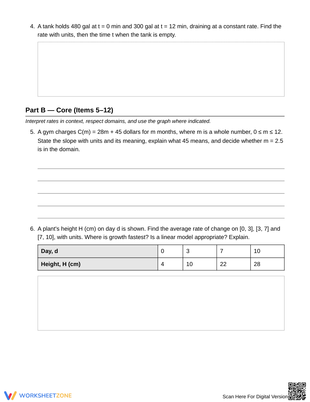 Printable Rate of Change Worksheet | Grade 9 Algebra I - Page 2
