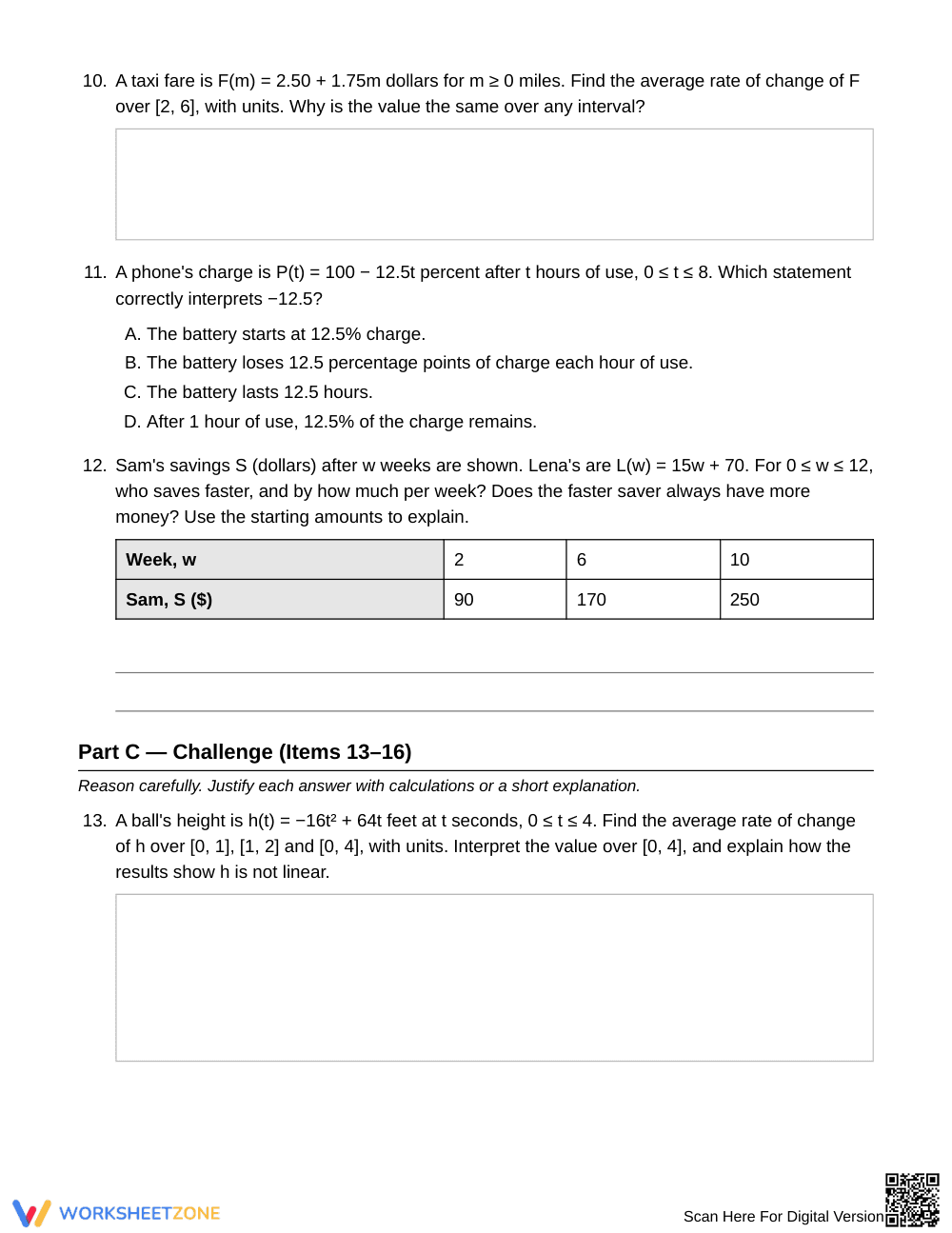 Printable Rate of Change Worksheet | Grade 9 Algebra I - Page 4