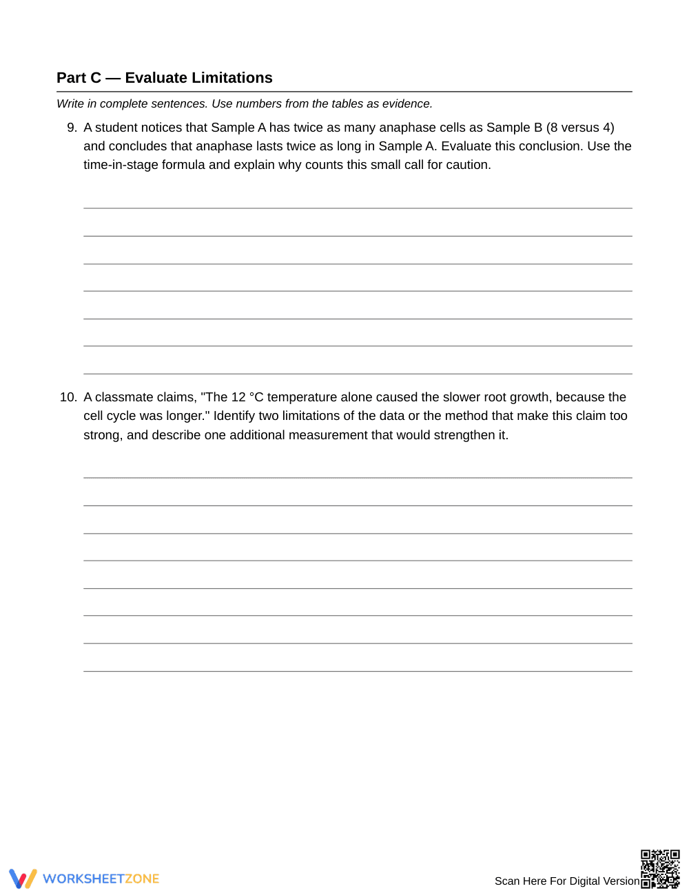 Printable Time-in-Stage Data Worksheet | Grade 9 Biology - Page 5