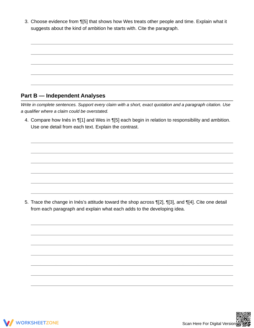 Printable Idea Contrasts Worksheet | Grade 9 English I - Page 4