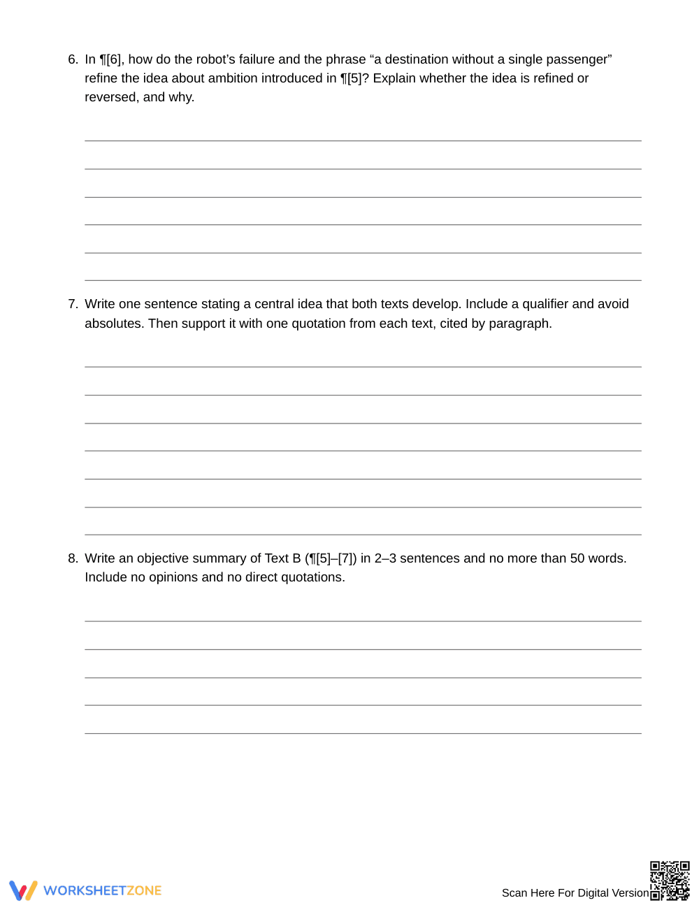 Printable Idea Contrasts Worksheet | Grade 9 English I - Page 5