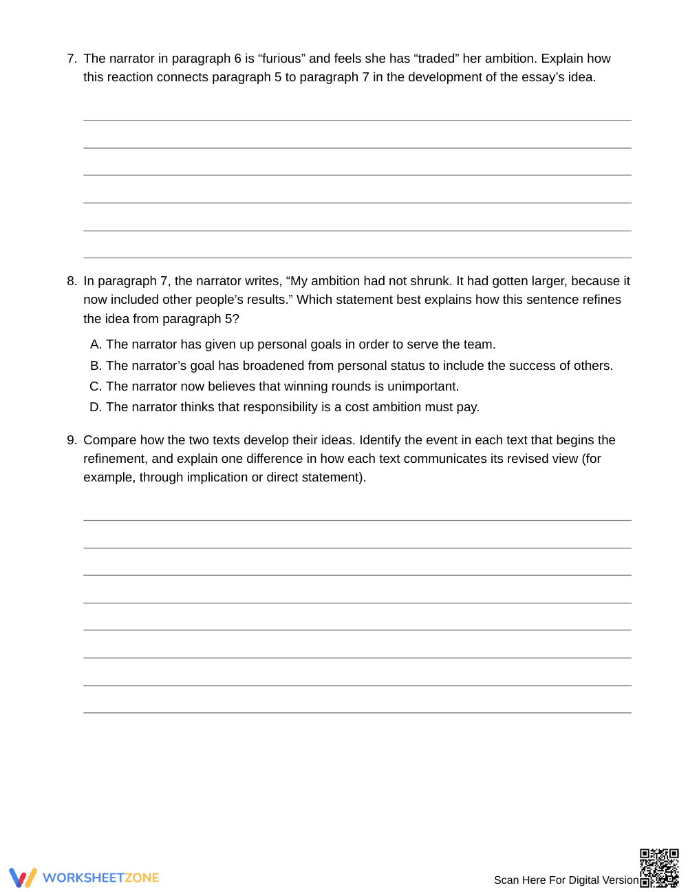 Printable Idea Refinement Worksheet | Grade 9 English I - Page 4