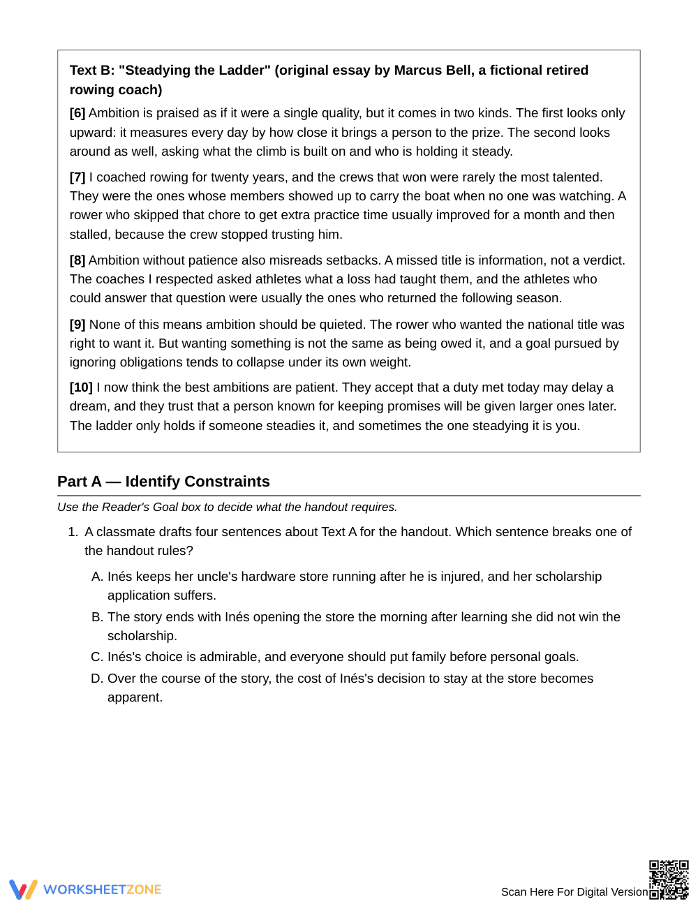 Ready Objective Summary Worksheet | Grade 9 English I - Page 3