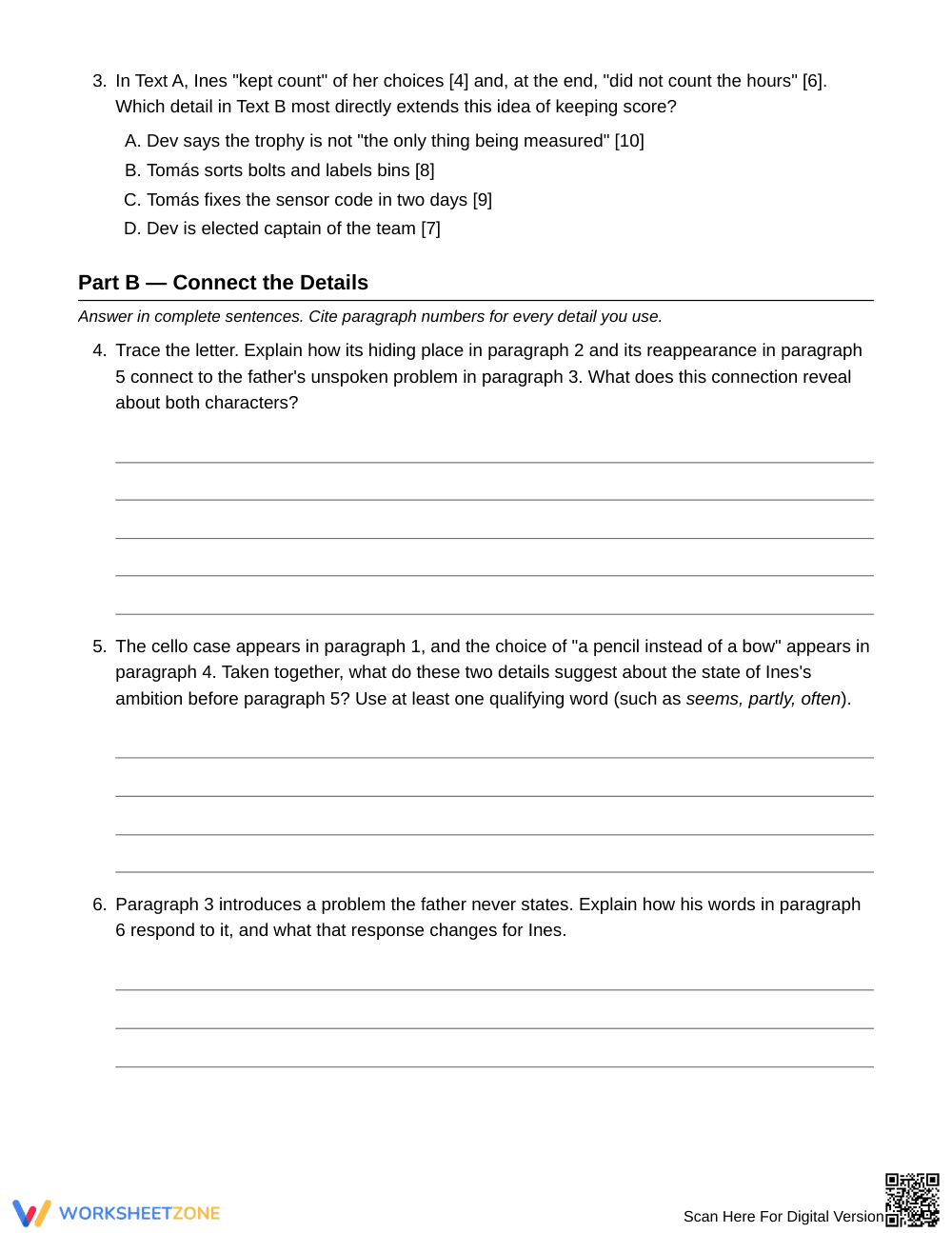 Printable Connecting Details Worksheet | Grade 9 English I - Page 4
