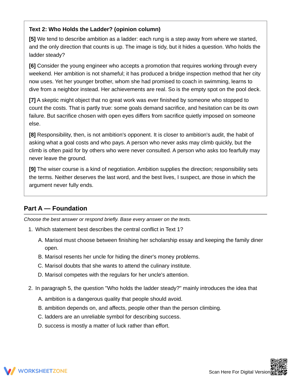 Printable Theme Development Worksheet | Grade 9 English I - Page 2