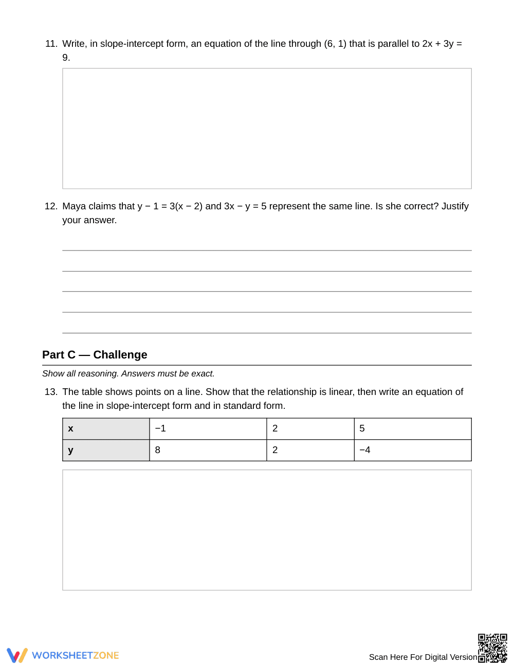 Printable Linear Forms Worksheet | Grade 9 Algebra I - Page 4