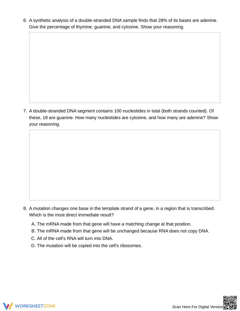 Printable DNA & RNA Check Worksheet | Grade 9 Biology - Page 3
