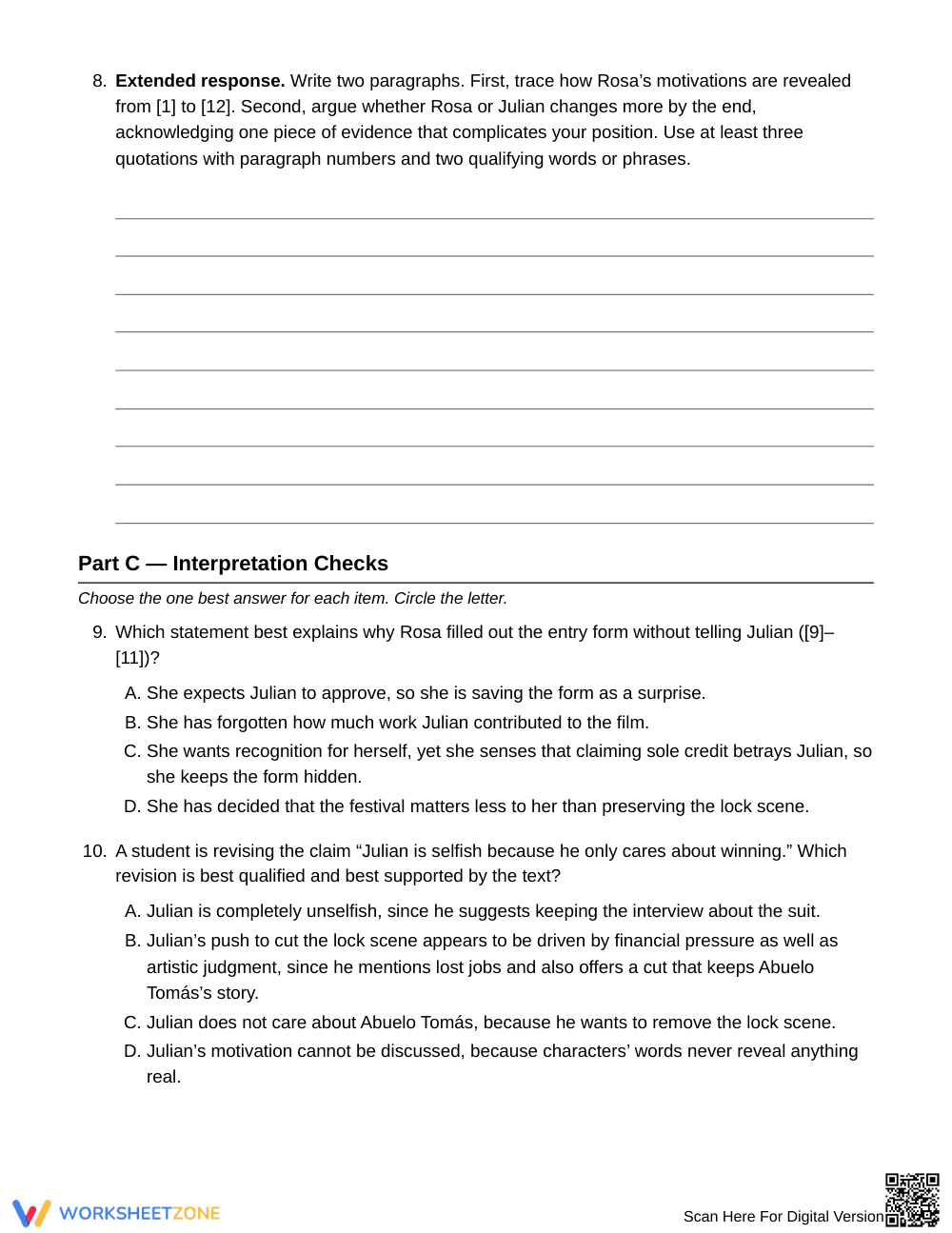 Printable Tracing Motivation Worksheet | Grade 9 English I - Page 6