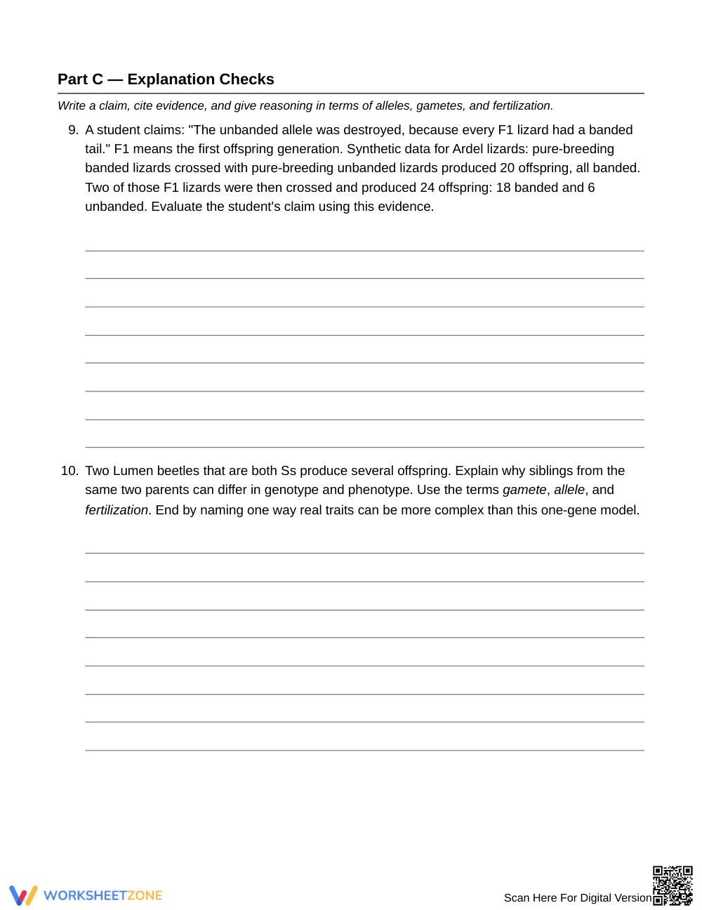 Printable Tracing Alleles Worksheet | Grade 9 Biology - Page 5