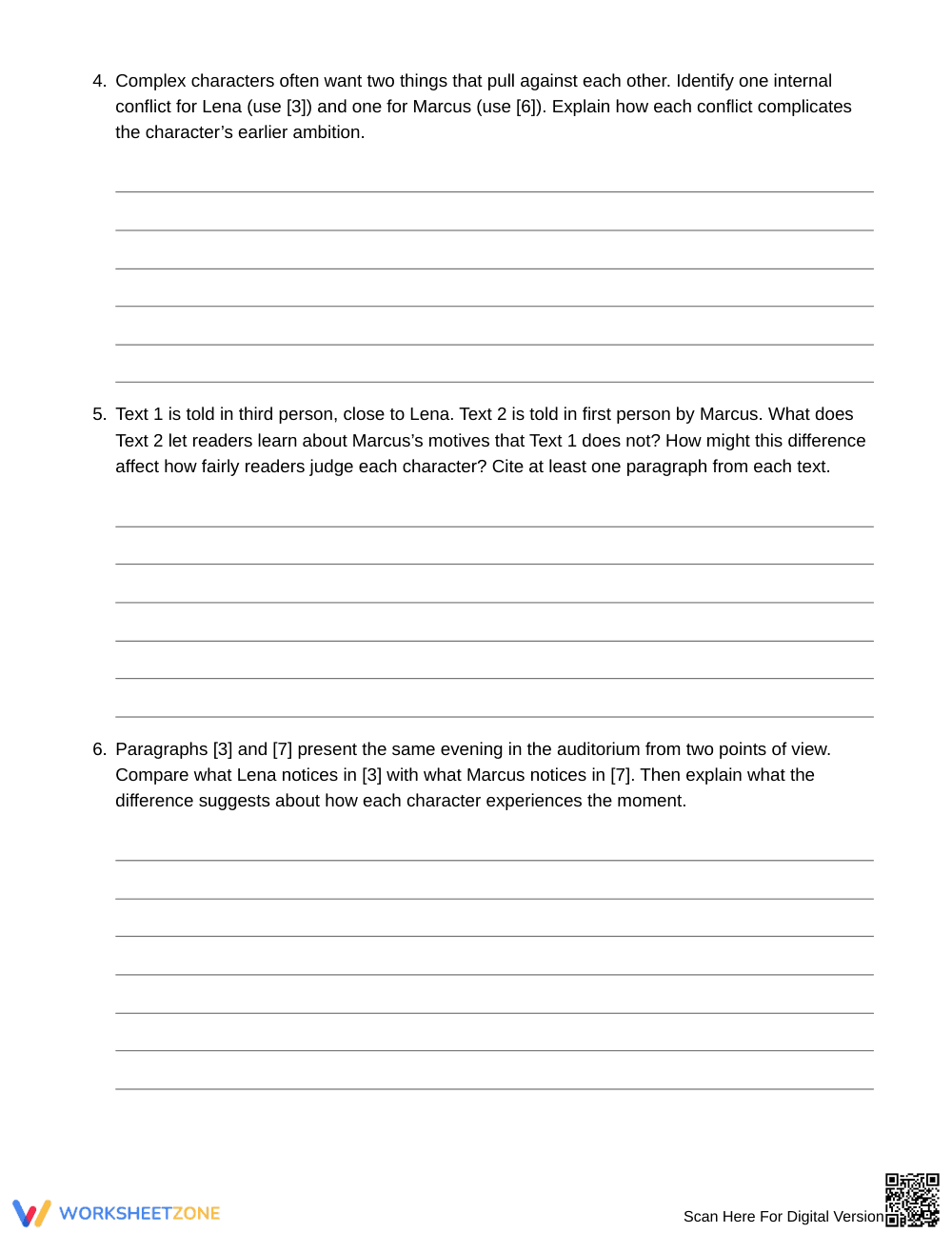Essential Character Comparison Worksheet | Grade 9 English I - Page 4