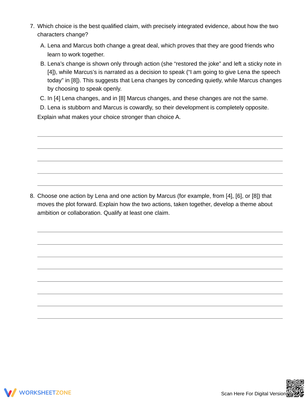 Essential Character Comparison Worksheet | Grade 9 English I - Page 5