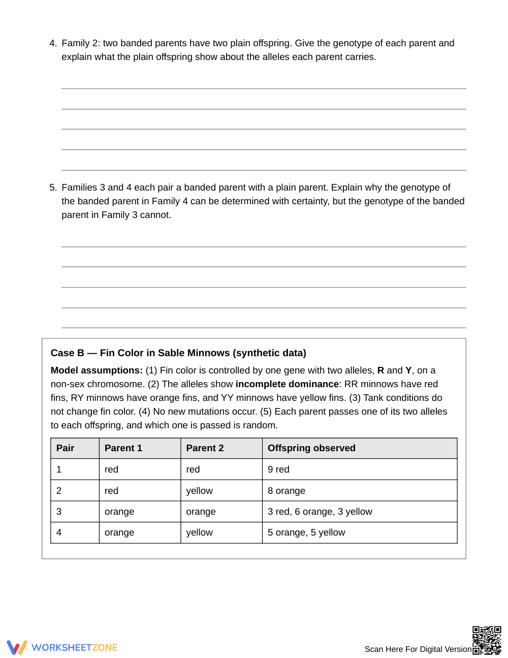 Printable Family Trait Data Worksheet | Grade 9 Biology - Page 3