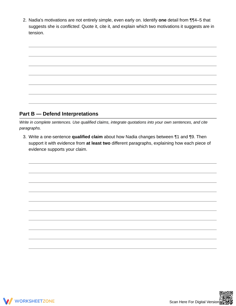 Printable Character Change Worksheet | Grade 9 English I - Page 3