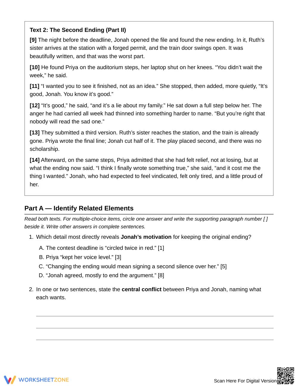 Ready Motivation & Consequence Worksheet | Grade 9 English I - Page 2