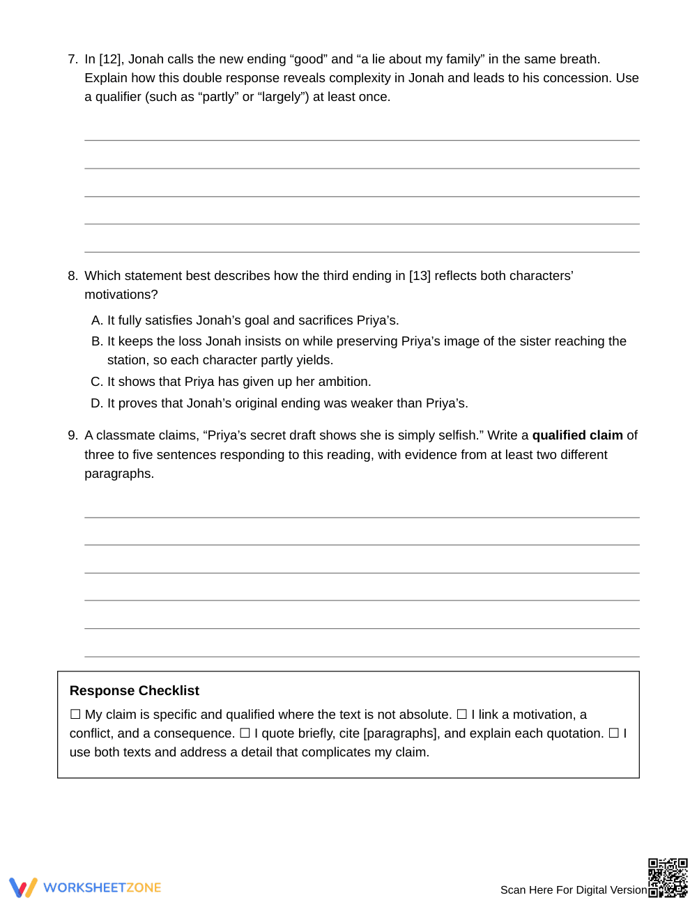Ready Motivation & Consequence Worksheet | Grade 9 English I - Page 4