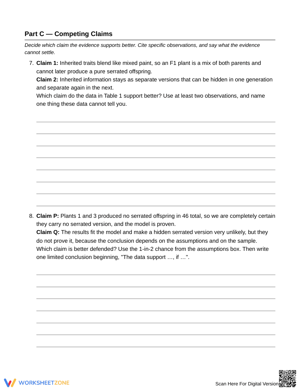 Printable Inheritance Inference Worksheet | Grade 9 Biology - Page 5