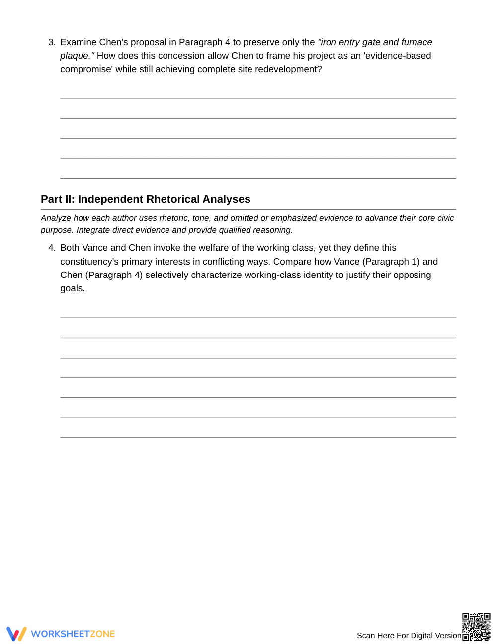 Complete Rhetorical Framing Worksheet | Grade 9 English I - Page 4