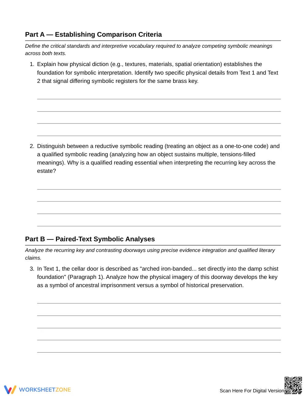 Printable Symbolic Readings Worksheet | Grade 9 English I - Page 3