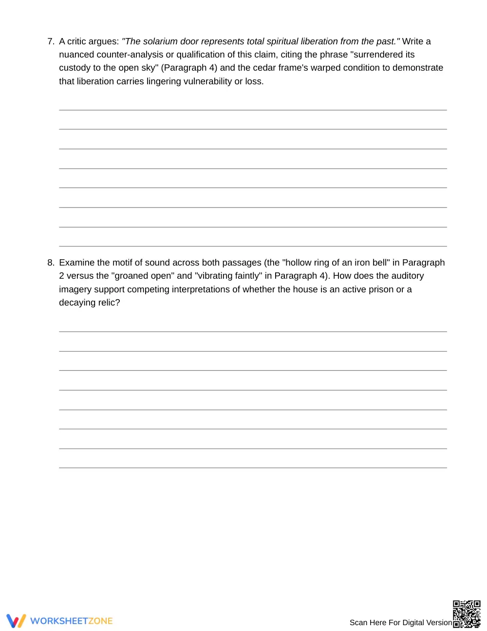 Printable Symbolic Readings Worksheet | Grade 9 English I - Page 5