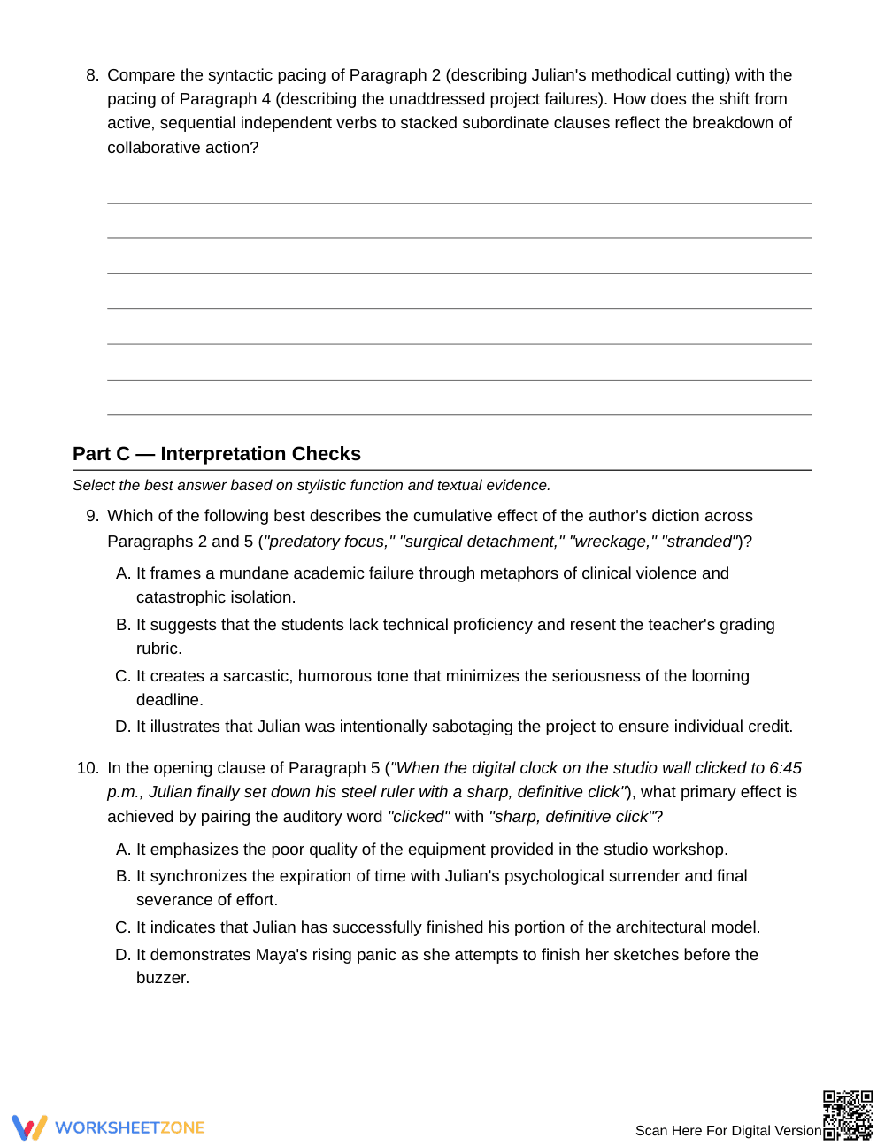 Essential Diction & Clause Worksheet | Grade 9 English I - Page 6