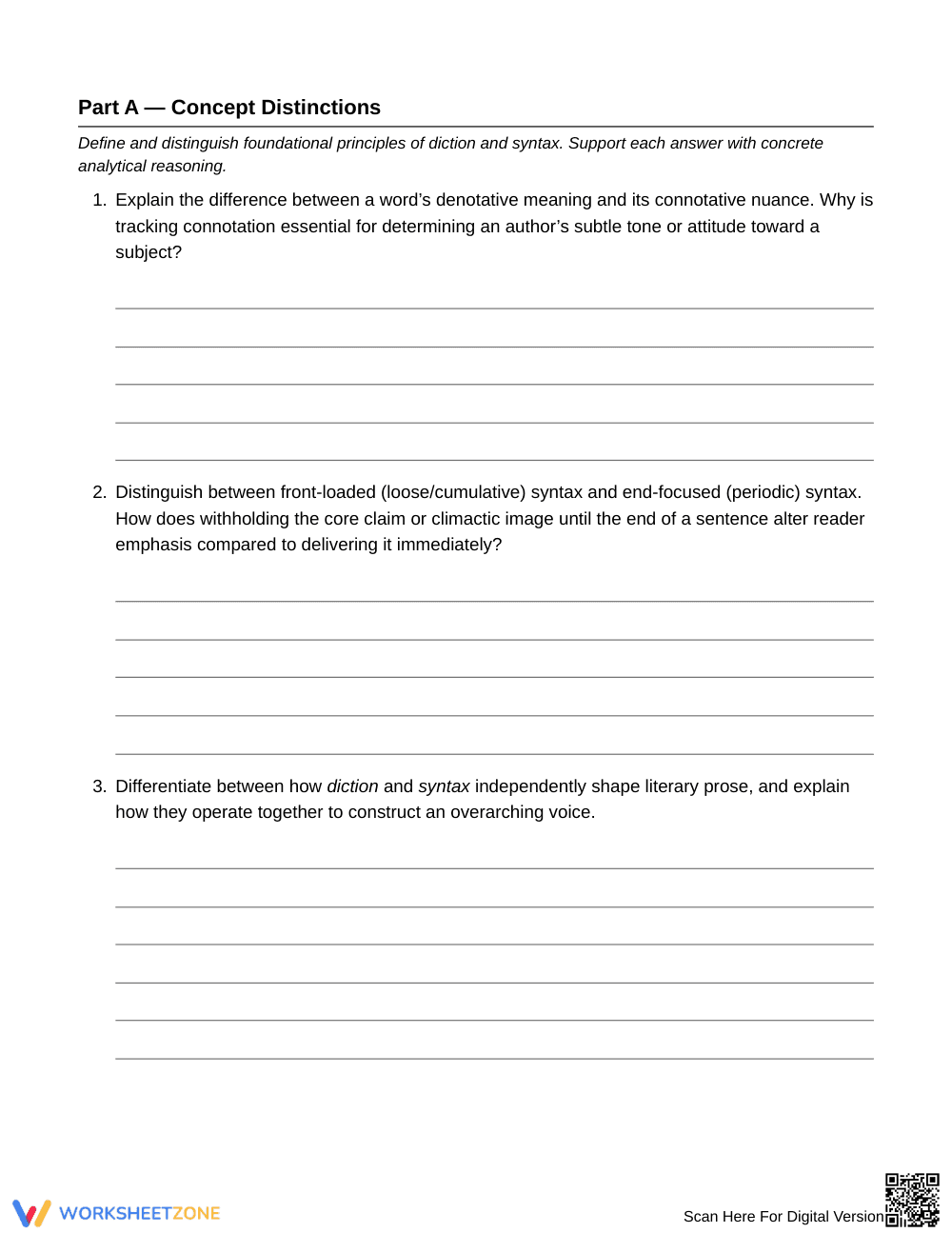 Ready Connotation & Emphasis Worksheet | Grade 9 English I - Page 3