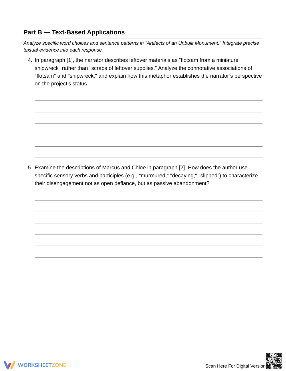 Ready Connotation & Emphasis Worksheet | Grade 9 English I - Page 4