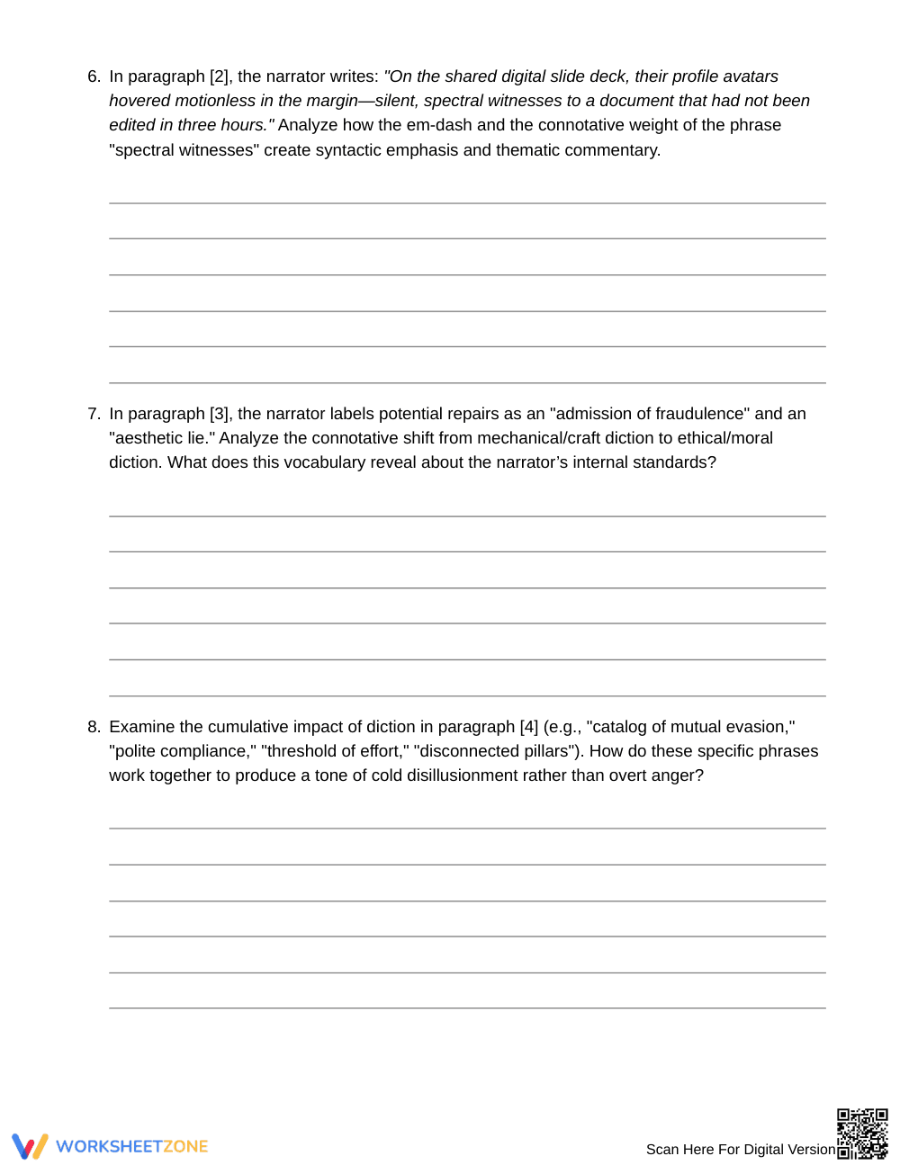 Ready Connotation & Emphasis Worksheet | Grade 9 English I - Page 5