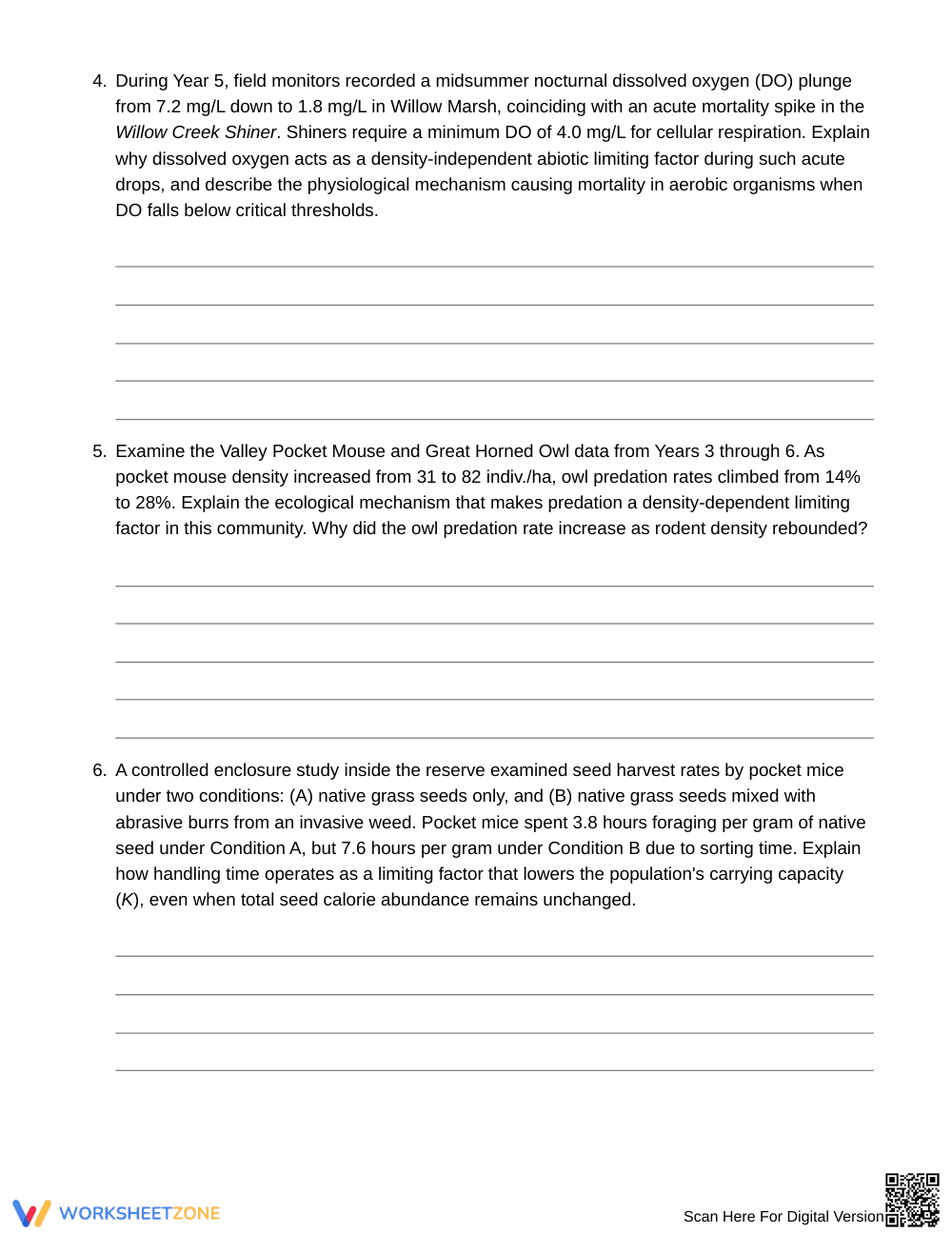 Essential Limiting Factors Worksheet | Grade 9 Biology - Page 4