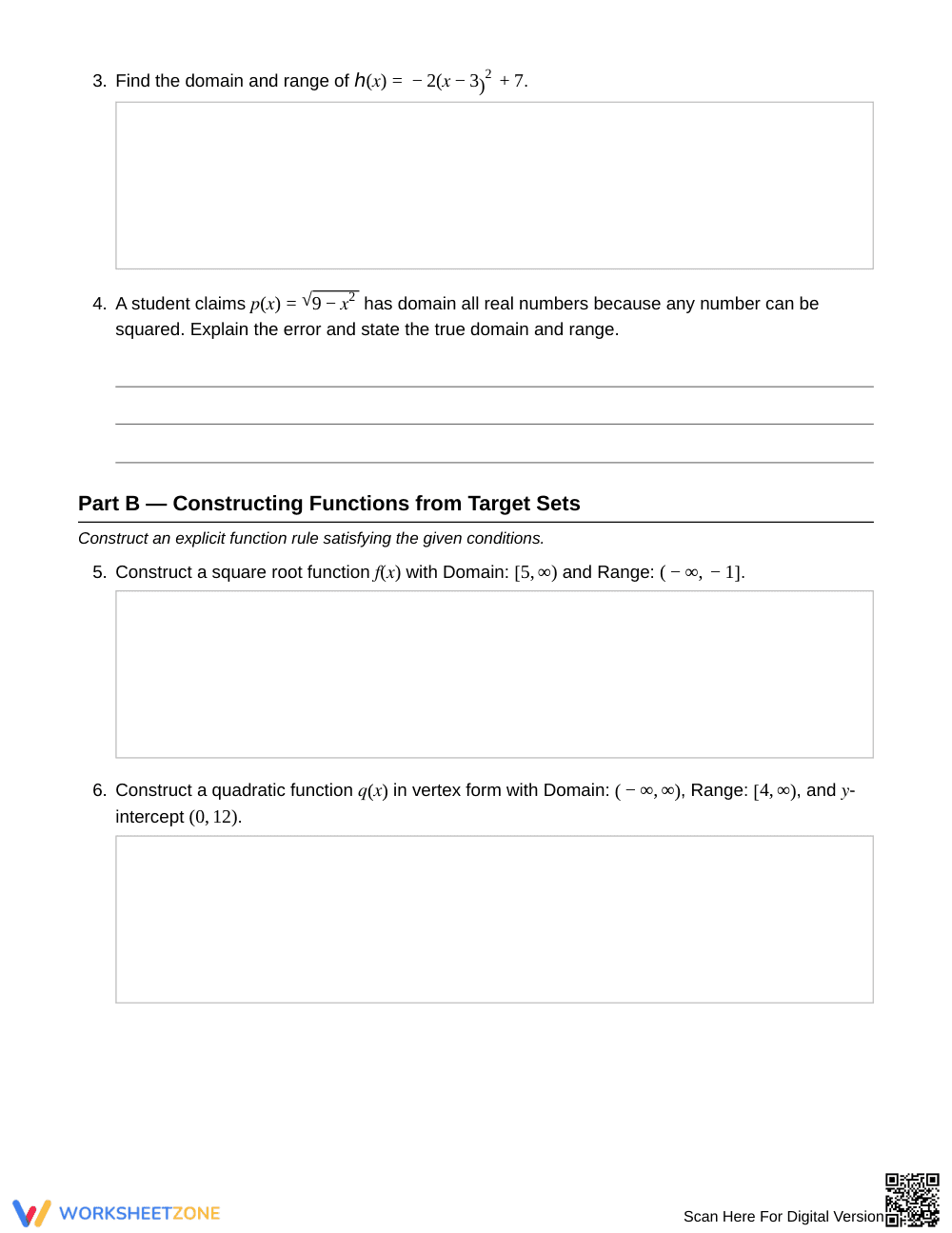 Ready Function Domain & Range Worksheet | Grade 9 Algebra I - Page 2