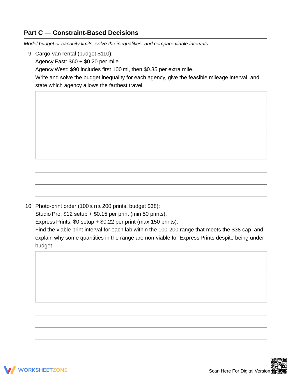 Complete Pricing Models Worksheet | Grade 9 Algebra I - Page 5