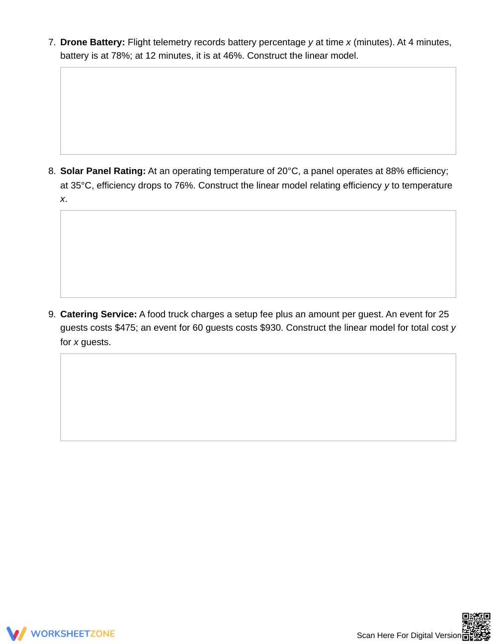 Complete Linear Models Worksheet | Grade 9 Algebra I - Page 3