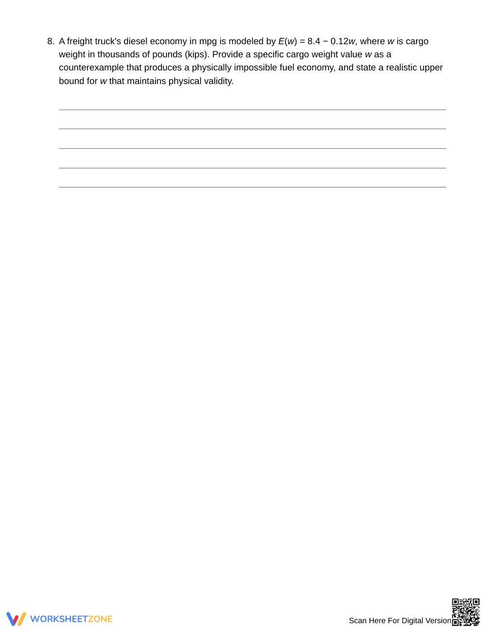 Essential Model Parameters Worksheet | Grade 9 Algebra I - Page 5
