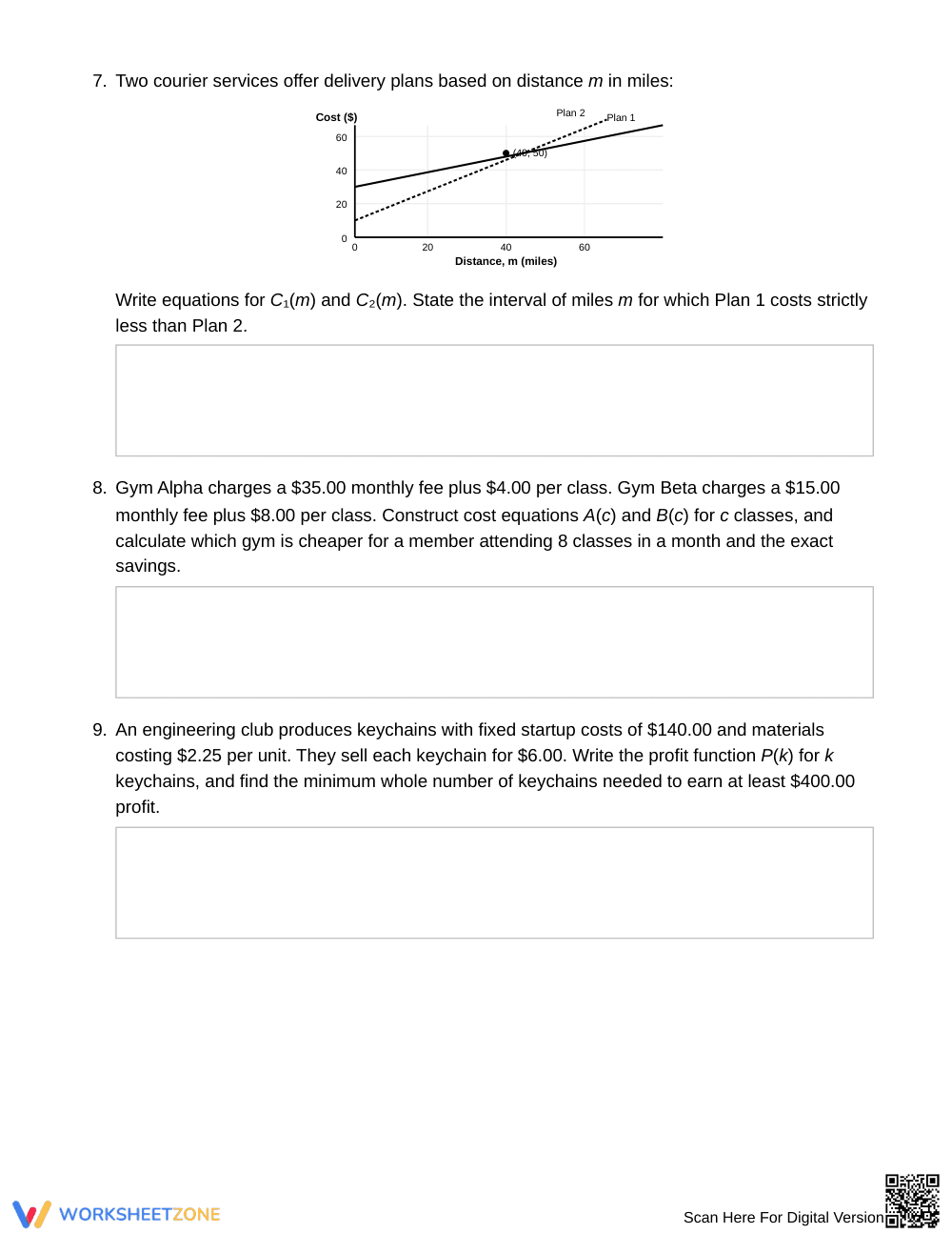 Printable Linear Modeling Worksheet | Grade 9 Algebra I - Page 3