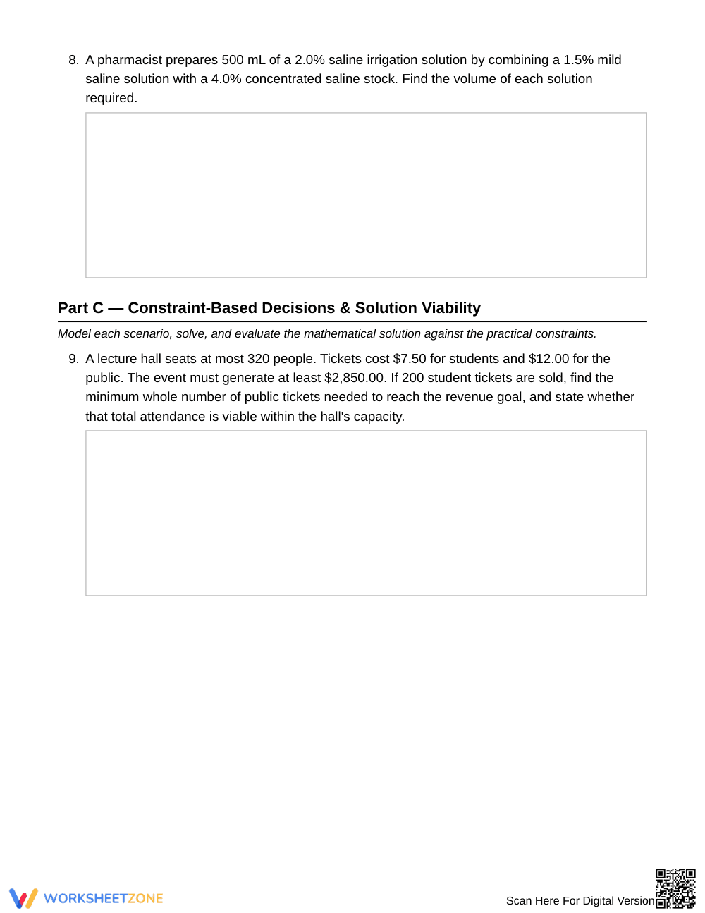 Printable Mixture & Ticket Worksheet | Grade 9 Algebra I - Page 4