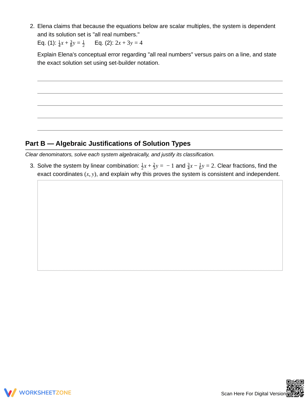 Essential Solution Types Worksheet | Grade 9 Algebra I - Page 2