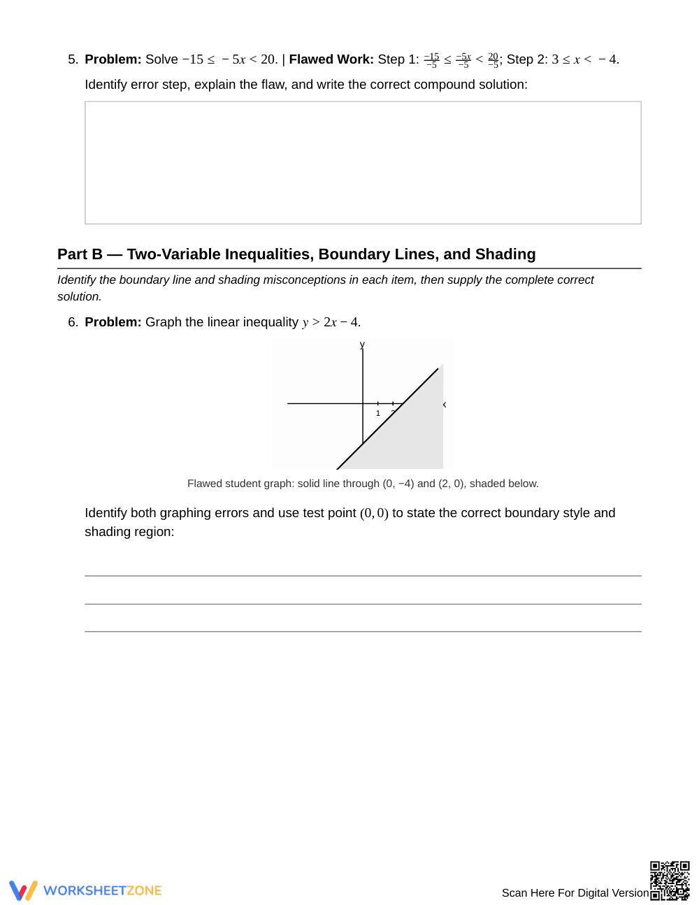 Complete Inequality Errors Worksheet | Grade 9 Algebra I - Page 3