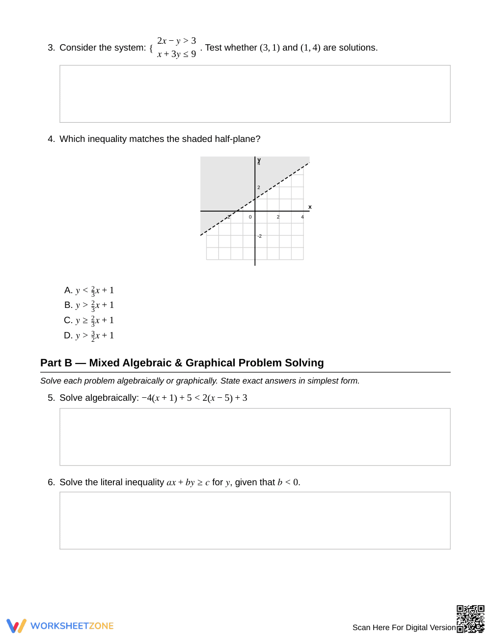 Complete Mixed Inequalities Worksheet | Grade 9 Algebra I - Page 2