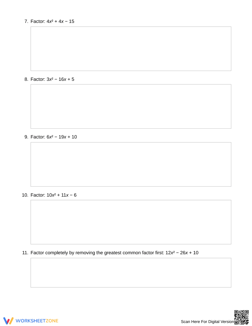 Ready Nonmonic Trinomials Worksheet | Grade 9 Algebra I - Page 3