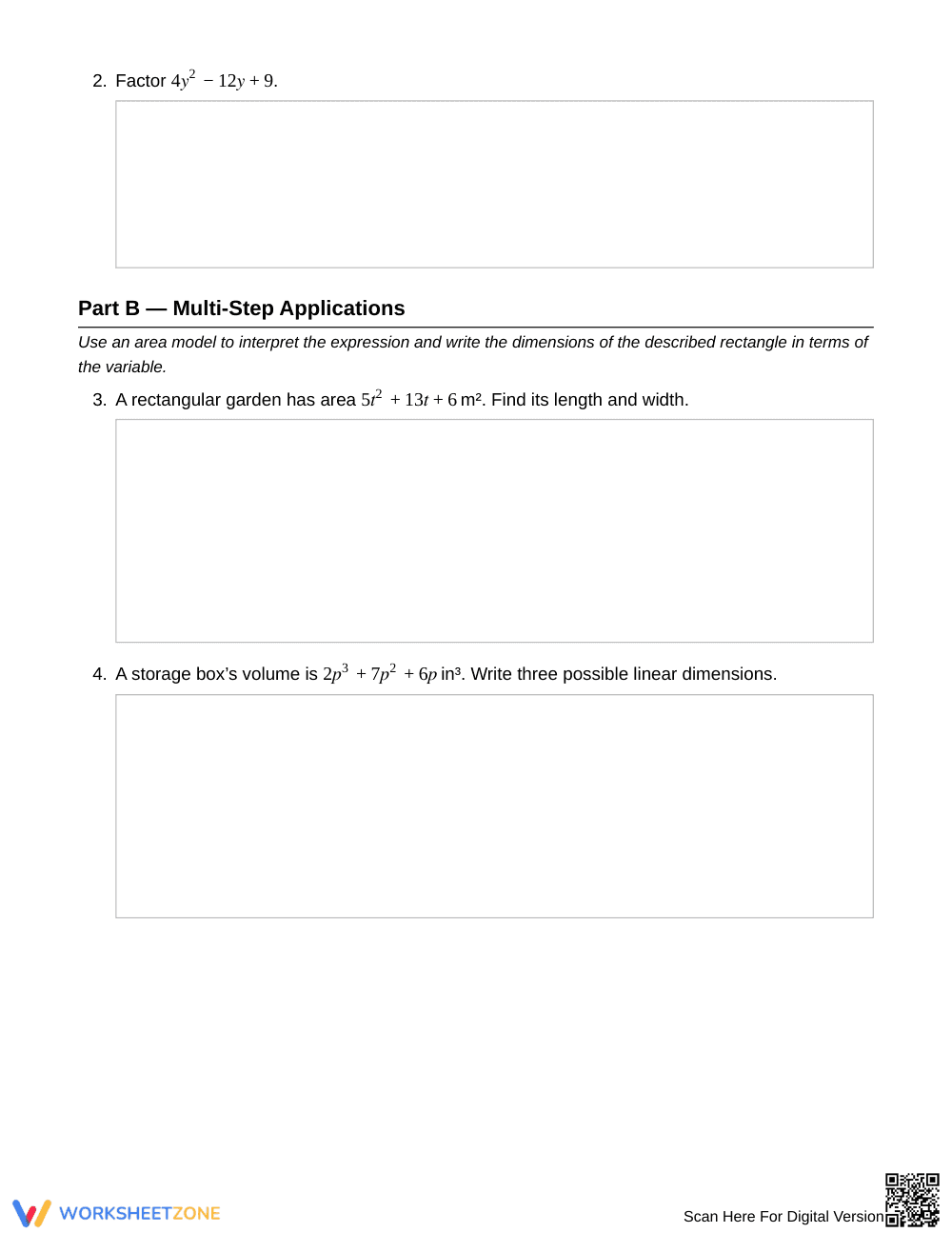 Essential Factoring Area Model Worksheet | Grade 9 Algebra I - Page 2