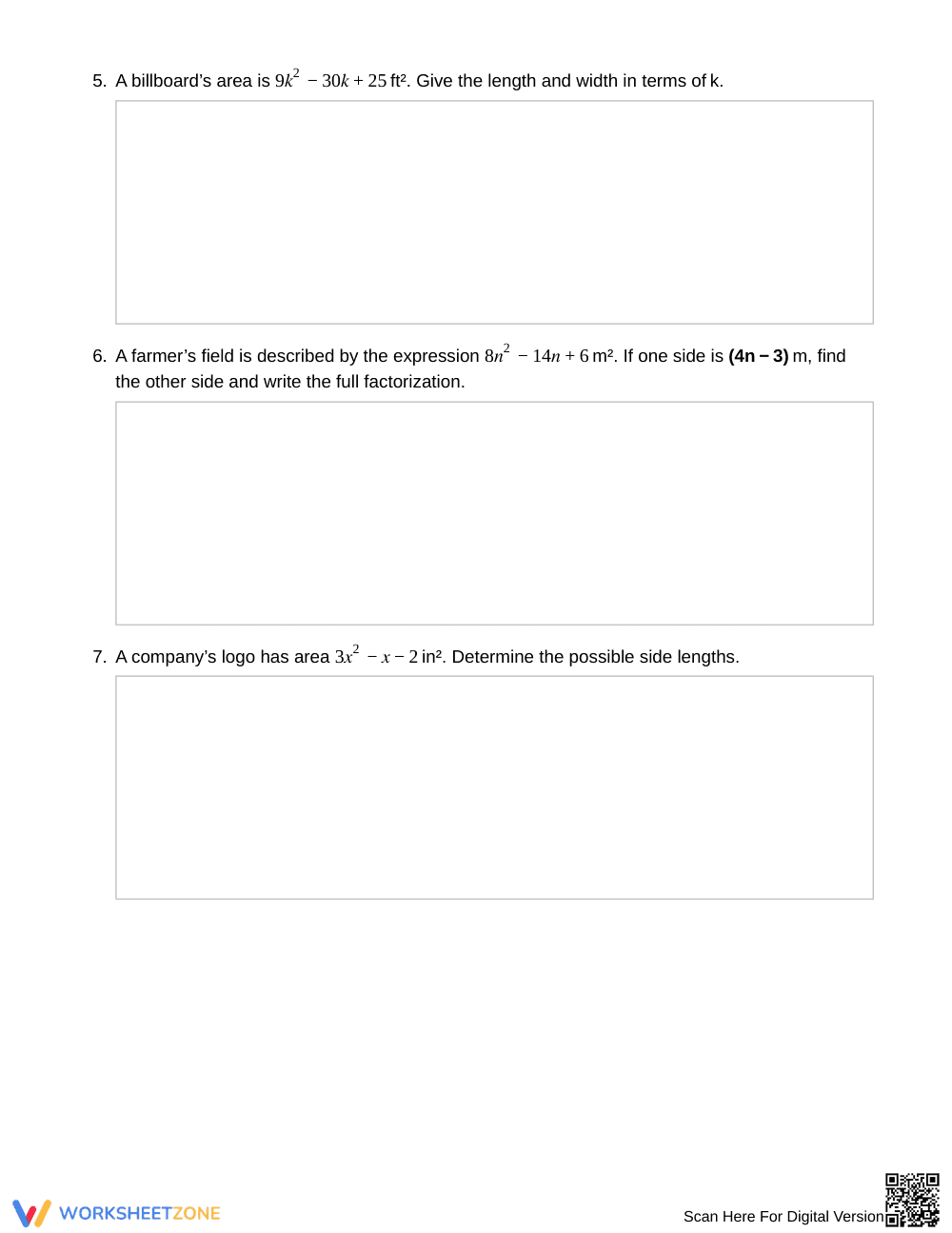 Essential Factoring Area Model Worksheet | Grade 9 Algebra I - Page 3