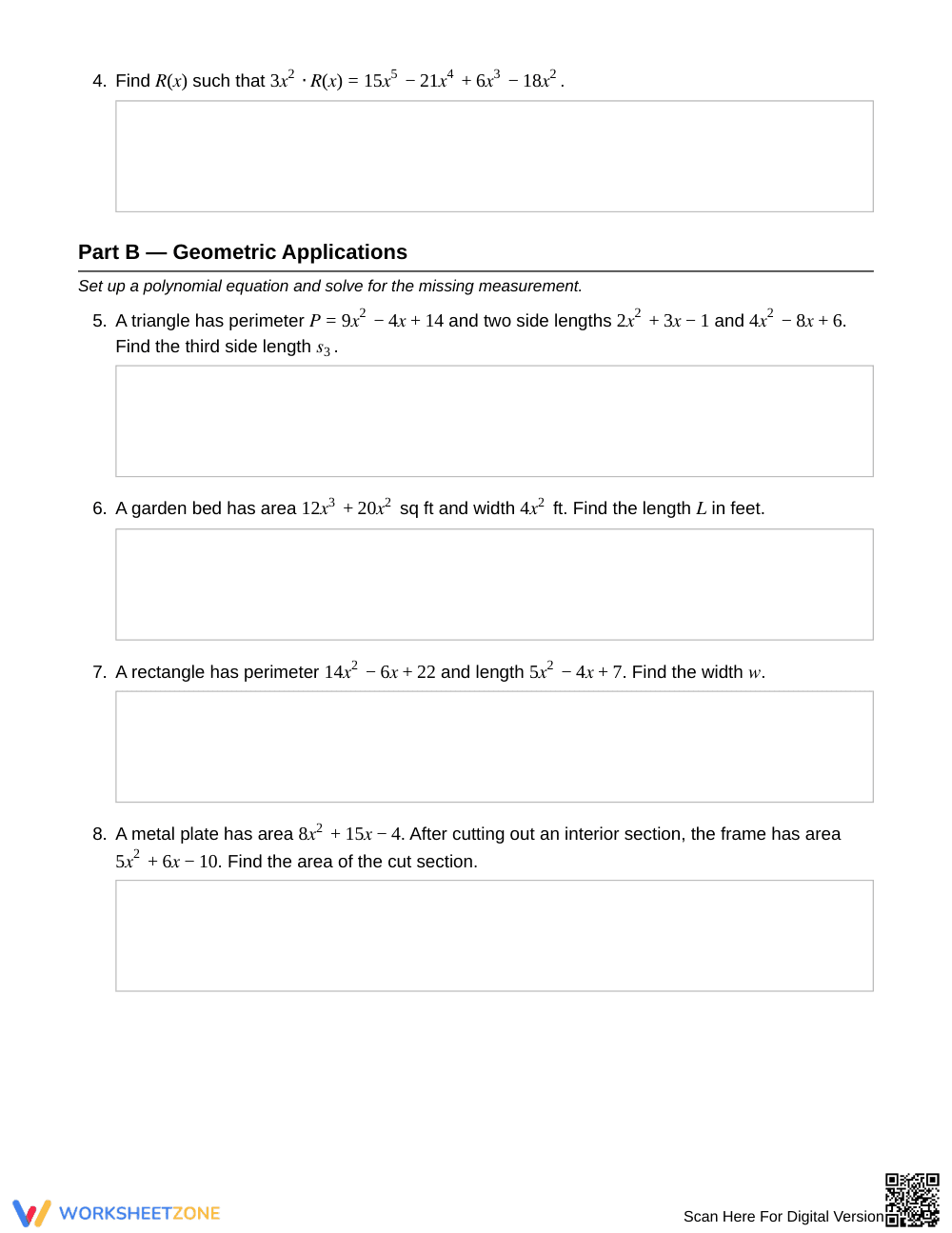 Complete Missing Polynomials Worksheet | Grade 9 Algebra I - Page 2