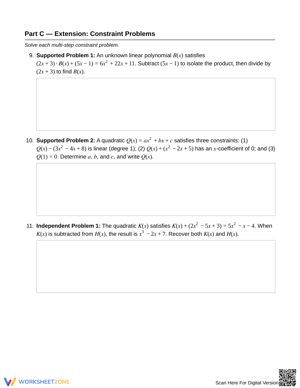 Complete Missing Polynomials Worksheet | Grade 9 Algebra I - Page 3