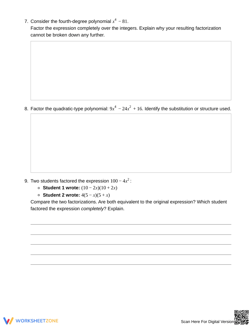 Complete Special Products Worksheet | Grade 9 Algebra I - Page 3