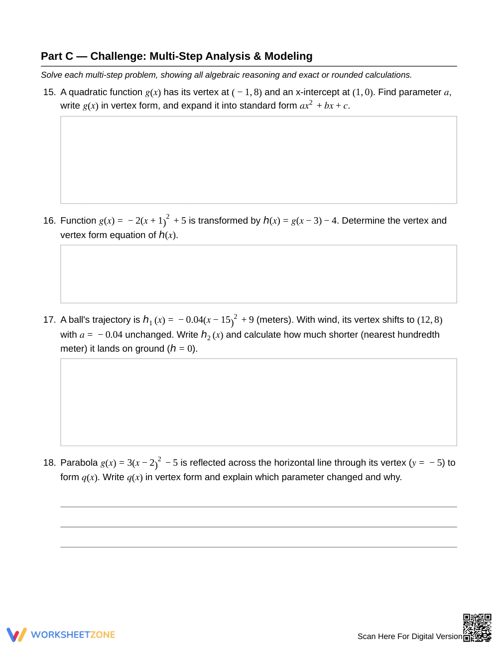Essential Parameter Changes Worksheet | Grade 9 Algebra I - Page 5