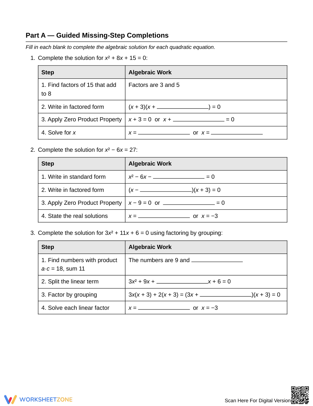 Essential Factorable Quadratic Worksheet | Grade 9 Algebra I - Page 2
