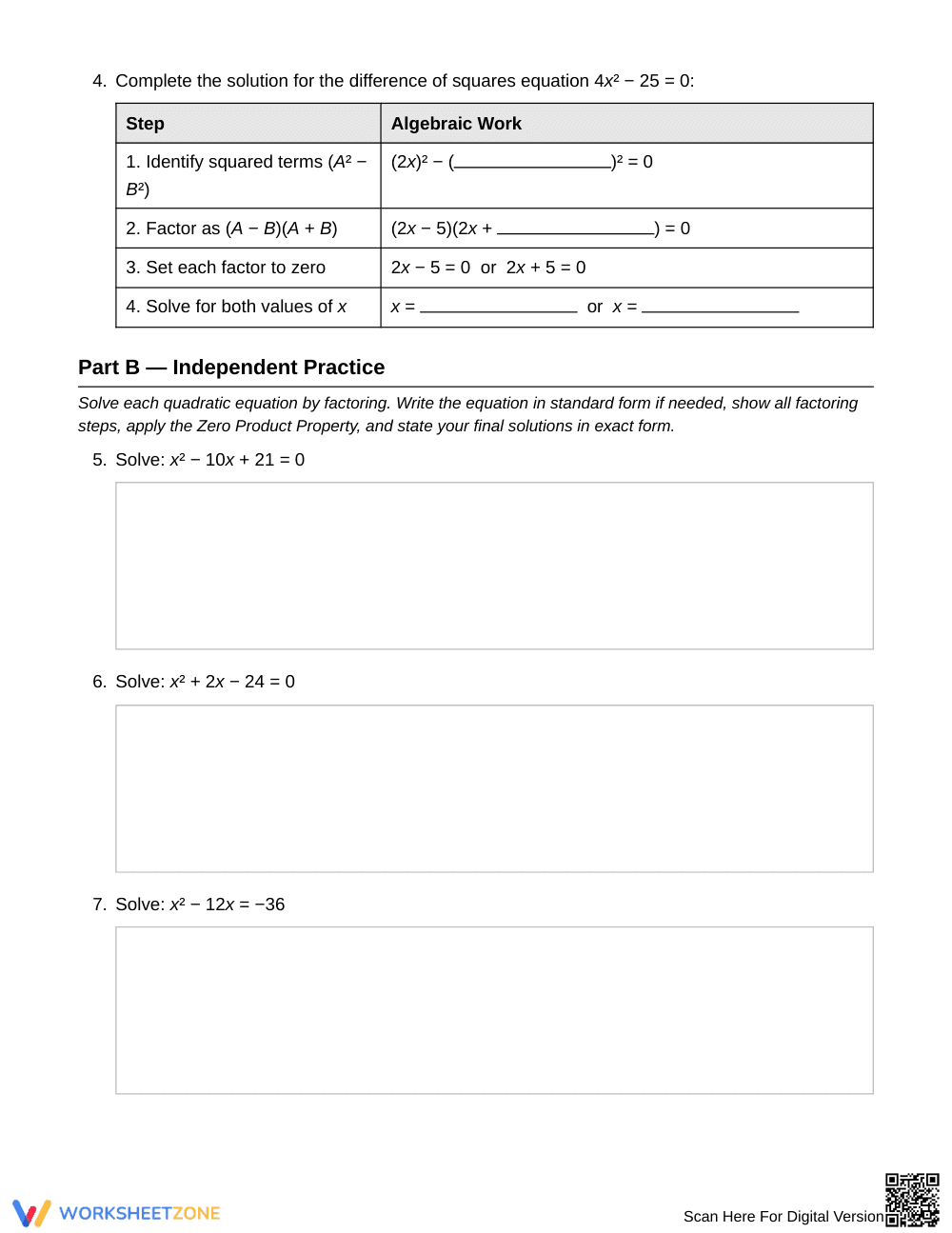 Essential Factorable Quadratic Worksheet | Grade 9 Algebra I - Page 3