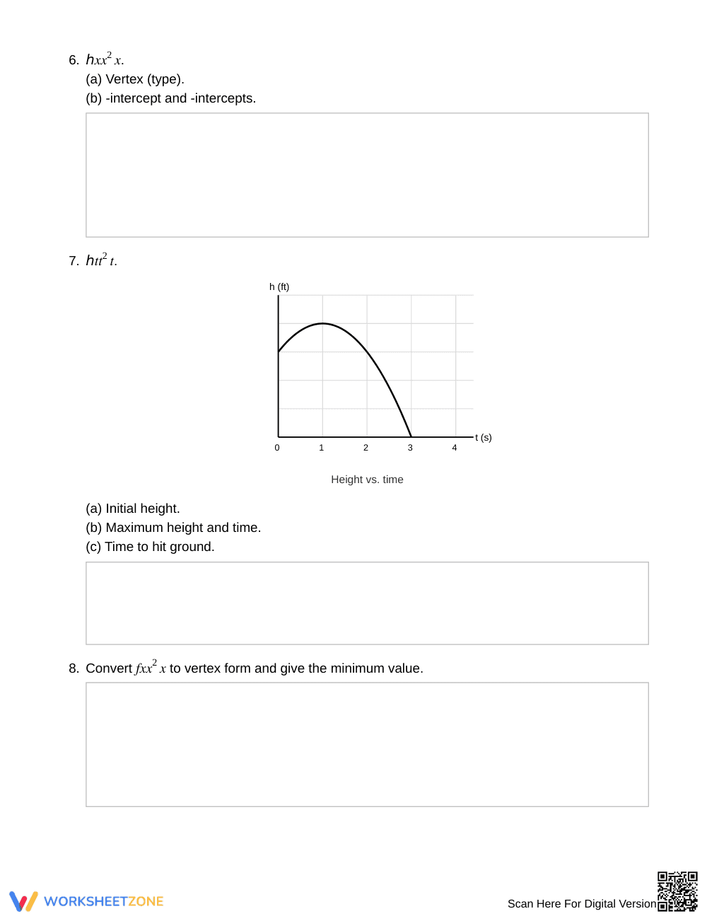 Printable Quadratic Graphs Worksheet | Grade 9 Algebra I - Page 3