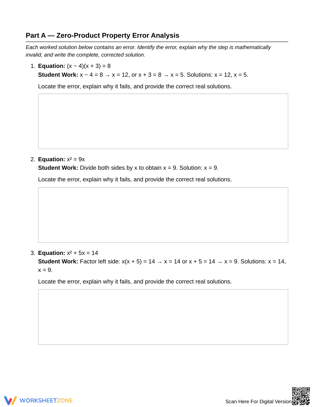 Proven Zero-Product Property Worksheet | Grade 9 Algebra I - Page 2