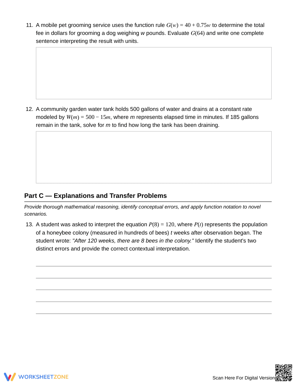 Essential Function Notation Worksheet | Grade 9 Algebra I - Page 4